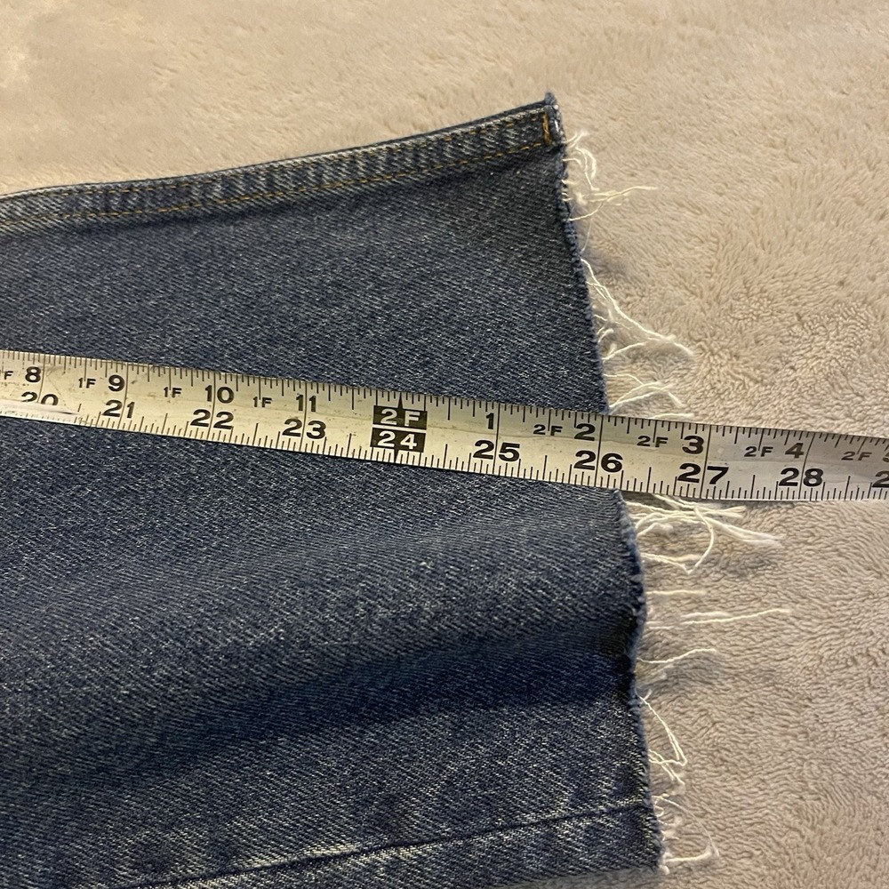 MNG Mango Havana Jeans Women 46 Blue Straight High Waist Cropped‎ Button Fly - Picture 12 of 16